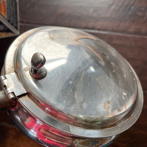 Silent Butler Crumber Hinged Wood Handle Vtg Taunton Silversmith Plated Prop - Picture 2 of 12